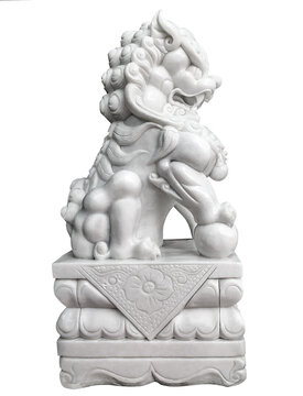 Marble Guardian Lion Statue Male Fu Dog