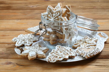 Gingerbread cookie with white icing