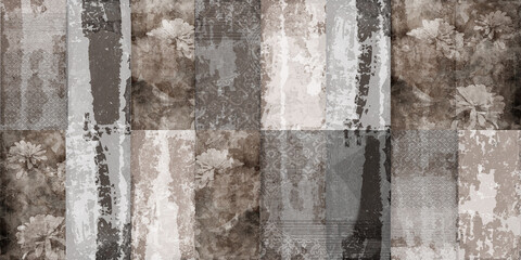 Seamless patterned background in beige and gray tones on a tumbled background. Suitable for textile and wallpaper.