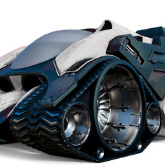 amazing vehicle from mars in white background close up view