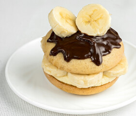 Banana Whoopie Pies for Dessert on white background