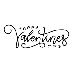 HAPPY VALENTINE'S DAY hand lettering - handmade linear calligraphy isolated on white. vector text