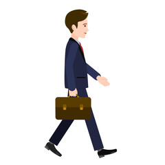 The man goes with a briefcase. Vector image of a walking person. Character for animation. Editing strokes. A man with a briefcase and a suit comes forward.
