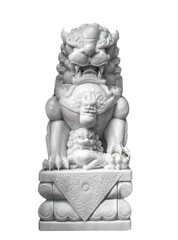 Chinese Guardian Lion Foo Dog Statue Female Paw On cub