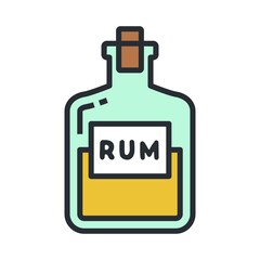 Rum icon. Pirate drink symbol, vector illustration.