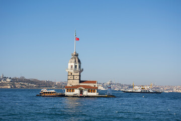 Maiden's tower (Kiz Kulesi) in Istanbul Bosphorus, Turkey.