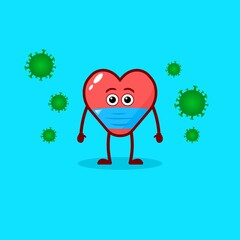 illustration of love in virus set on blue background.