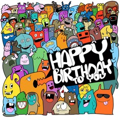Obraz premium Hand drawing doodle monsters