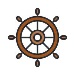Obraz premium Retro ship steering wheel icon. Rudder symbol.