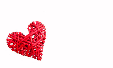 Heart braided red, isolated on a white background.