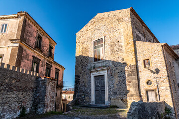 Facade of Saint Peter church in Castiglione di Sicilia, Italy