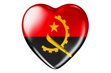 Heart with Angolan flag, 3D rendering