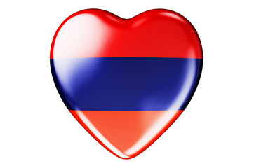 Heart with Armenian flag, 3D rendering
