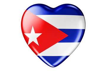Heart with Cuban flag, 3D rendering