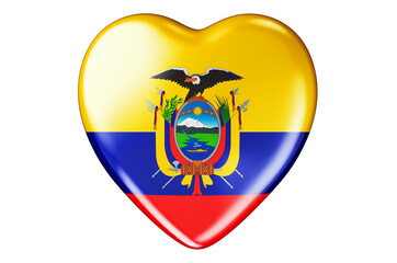 Heart with Ecuadorian flag, 3D rendering