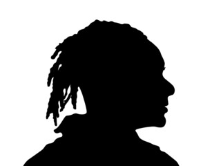 Dreadlocks hairstyle, afro hair and beard.Black Men African American, African profile picture silhouette. Man from the side with afroharren.