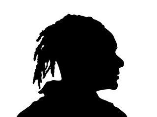 Dreadlocks hairstyle, afro hair and beard.Black Men African American, African profile picture silhouette. Man from the side with afroharren.