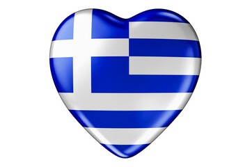 Obraz premium Heart with Greek flag, 3D rendering