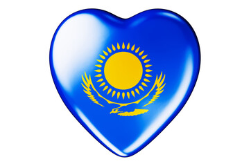 Heart with Kazakh flag, 3D rendering