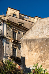 Old abandoned houses in a staircase road, Castiglione di Sicilia, ITA