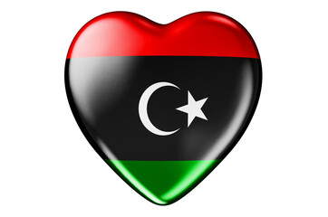 Heart with Libyan flag, 3D rendering