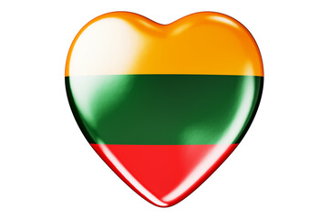 Fototapeta premium Heart with Lithuanian flag, 3D rendering