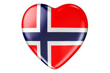 Heart with Norwegian flag, 3D rendering