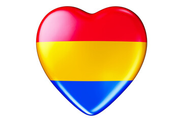 Heart with Pansexual pride flag, 3D rendering