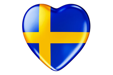 Heart with Swedish flag, 3D rendering