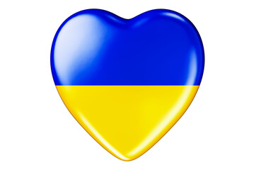 Heart with Ukrainian flag, 3D rendering