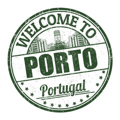 Welcome to Porto grunge rubber stamp