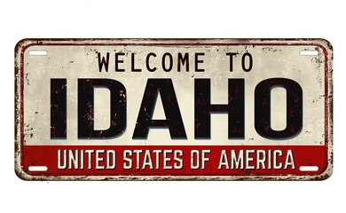 Fototapeta premium Welcome to Idaho vintage rusty metal plate