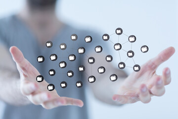 Cloud computing concept.Abstract cloud connection technology background.