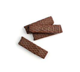 Chocolate Wafers Isolated, Wafer Biscuits Coated in Chocolate