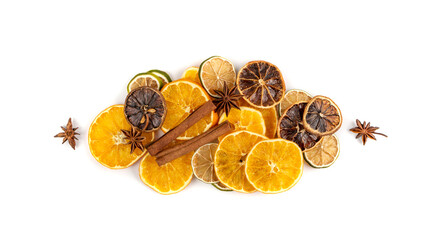 Dried Slices of Orange and Blood Orange Isolated