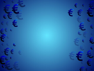 Naklejka premium Euro blue signs scatter money vector background.