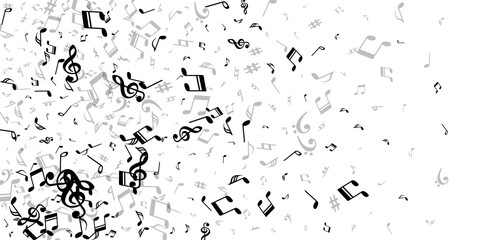 Obraz premium Musical note symbols vector wallpaper. Melody