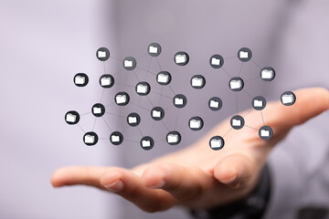 Cloud computing concept.Abstract cloud connection technology background.