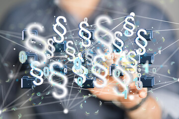 Businessman using 3D rendering digital paragraph law symbol