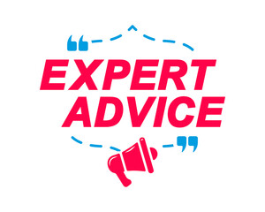 Fototapeta premium Expert Advice labels. Speech bubbles with megaphone icon. Advertising and marketing sticker.