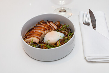 Mushroom Tobanyaki, Crisp Pork Belly with Mushrooms