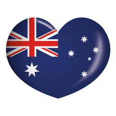 Icon representing heart button flag of Australia. Ideal for catalogs of institutional materials and geography