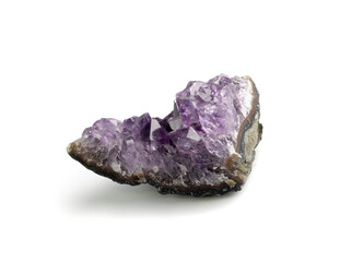 Amethyst crystals isolated. Purple quartz pebbles and crystal