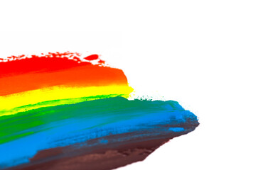 Smears of Rainbow Colored Paint on a White Background