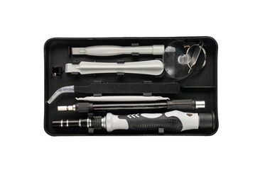 Set of tools in the case, suitcase or tool kit