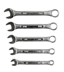Wrenches of different sizes isolated on white background