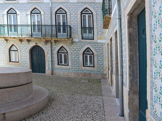 Typical portuguese hose with tiles build the cityscape of Lisbon in Portugal