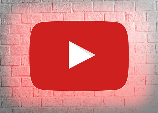 youtube icon on wall realistic texture