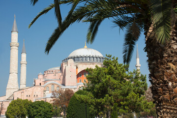 Hagia Sophia museum (Ayasofya camii) in Istanbul, Turkey. Hagia Sophia is a former Orthodox patriarchal basilica, later a mosque, after a museum, and now again mosque.