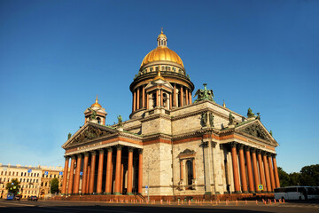 Fototapeta na wymiar St Isaac's Cathedral. Isaakievskiy Sobor in Saint Petersburg, Russia. It is a landmark of Petersburg.